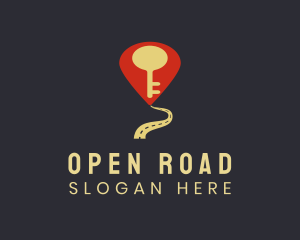 Road Key Location Pin logo design