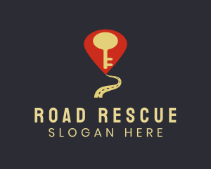 Road Key Location Pin logo design