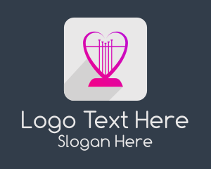 Romantic - Heart Lyre App logo design