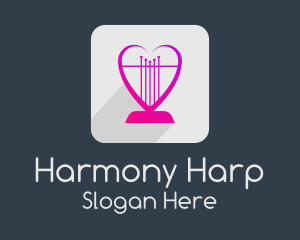 Harp - Heart Lyre App logo design