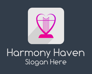 Harmony - Heart Lyre App logo design