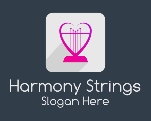 Strings - Heart Lyre App logo design