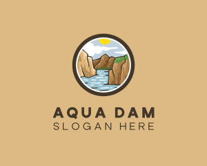 Dam - Rustic Mountain River logo design