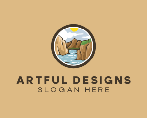 Rustic Mountain River logo design