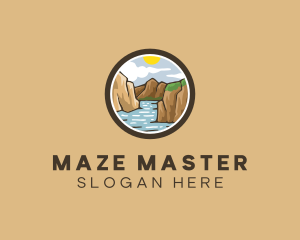 Rustic Mountain River logo design