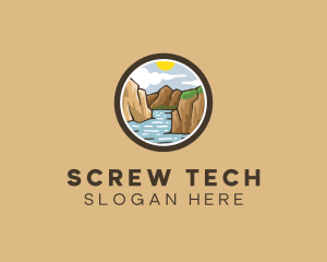 Rustic Mountain River logo design