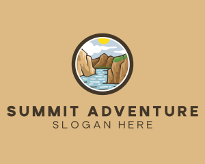 Climbing - Rustic Mountain River logo design