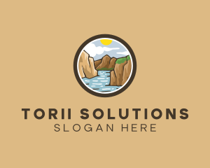 Rustic Mountain River logo design