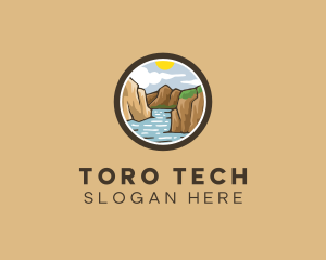 Rustic Mountain River logo design