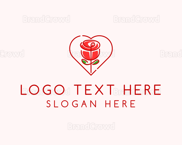 Rose Heart Flower Logo