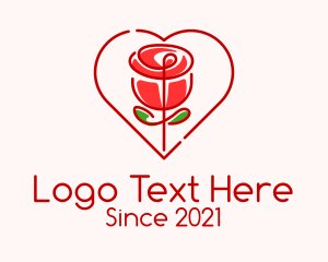 Heart - Rose Heart Flower logo design