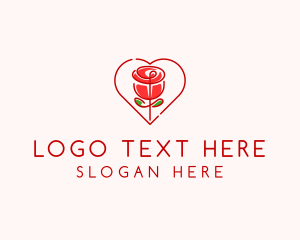 Online Dating - Rose Heart Flower logo design