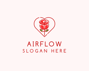 Rose Heart Flower  logo design