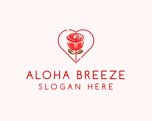 Rose Heart Flower  logo design