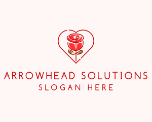 Rose Heart Flower  logo design