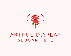 Rose Heart Flower  logo design