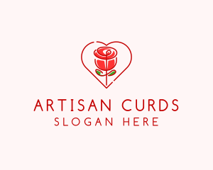 Rose Heart Flower  logo design