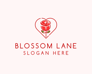 Rose Heart Flower  logo design