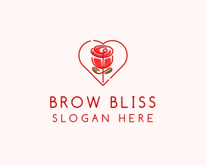 Rose Heart Flower  logo design