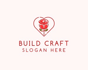 Rose Heart Flower  logo design