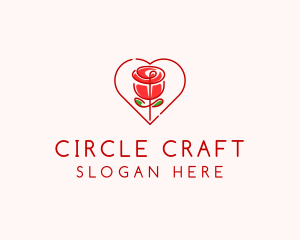 Rose Heart Flower  logo design