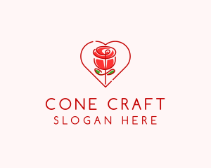 Rose Heart Flower  logo design