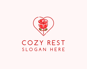 Rose Heart Flower  logo design