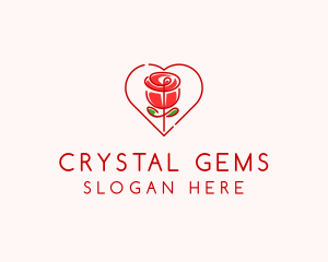 Rose Heart Flower  logo design