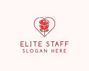 Rose Heart Flower  logo design