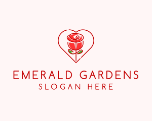 Rose Heart Flower  logo design