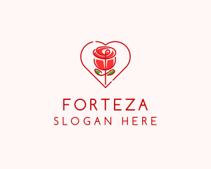 Rose Heart Flower  logo design