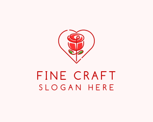 Rose Heart Flower  logo design