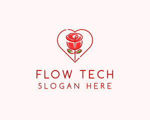 Rose Heart Flower  logo design