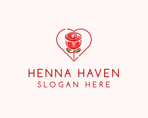 Rose Heart Flower  logo design