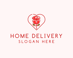 Rose Heart Flower  logo design