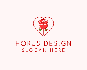 Rose Heart Flower  logo design