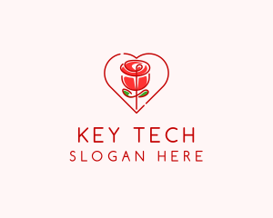 Rose Heart Flower  logo design