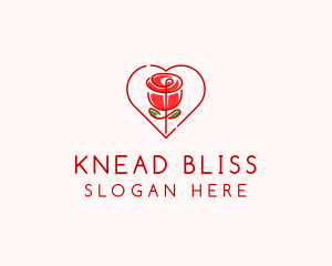 Rose Heart Flower  logo design