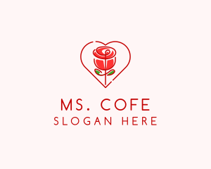 Rose Heart Flower  logo design