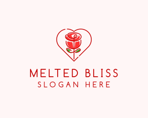 Rose Heart Flower  logo design