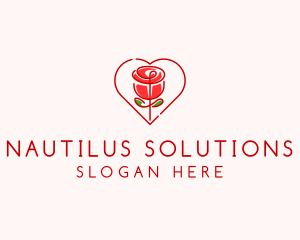 Rose Heart Flower  logo design