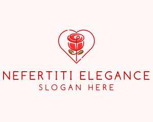 Rose Heart Flower  logo design