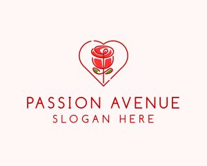 Passion - Rose Heart Flower logo design