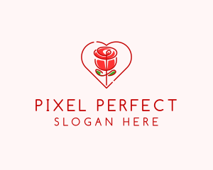 Rose Heart Flower  logo design