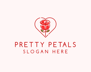 Rose Heart Flower  logo design