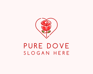 Rose Heart Flower  logo design