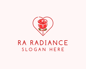 Rose Heart Flower  logo design