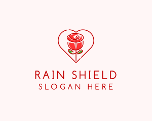 Rose Heart Flower  logo design