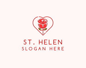 Rose Heart Flower  logo design