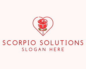 Rose Heart Flower  logo design